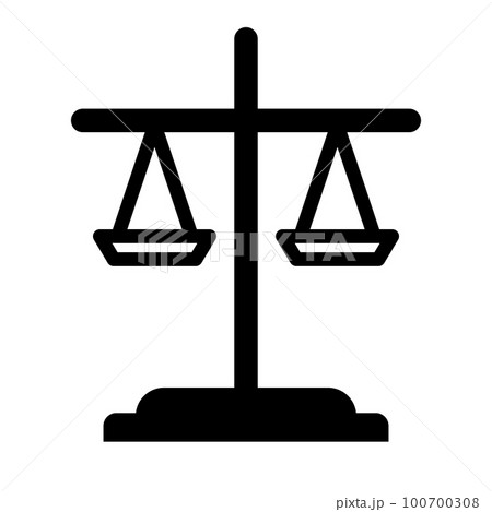 天秤のシルエットアイコン。ベクター。 100700308