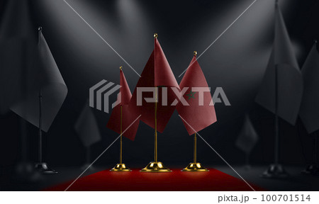 The Morocco national flag on the red carpet 100701514