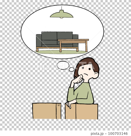 搬家，家具，考慮安置的女人，綠色 100703146