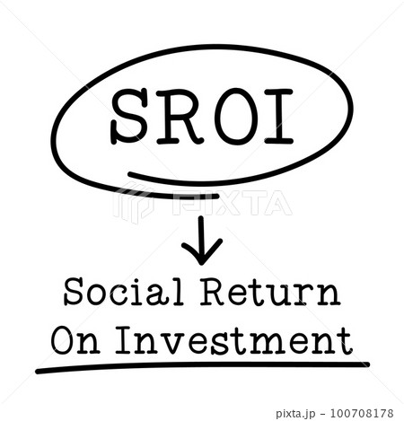 Letter of abbreviation SROI in circle and word Social Return on Investment on white background Letter of abbreviation SROI in circle and word Social Return on Investment on white background 100708178