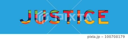 Letter with papercut style in word justice on blue background Letter with papercut style in word justice on blue background 100708179