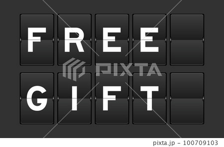 Black color analog flip board with word free gift on gray background Black color analog flip board with word free gift on gray background 100709103