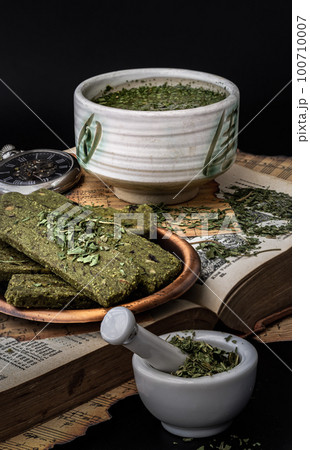 Enjoy with A Cup of Hot Hemp Tea (CBD herbal tea) is served with the Homemade Cannabis Snack Stick. Enjoy with A Cup of Hot Hemp Tea (CBD herbal tea) is served with the Homemade Cannabis Snack Stick. 100710007