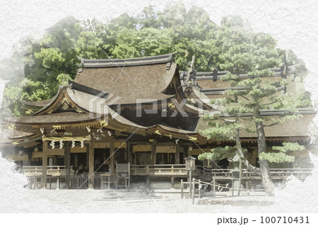 水彩画風 多賀大社 拝殿 滋賀県犬上郡多賀町 水彩画風 多賀大社 拝殿 滋賀県犬上郡多賀町 100710431