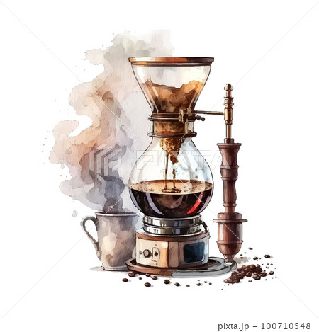 coffee siphon watercolor Professional coffee brewing homemade coffee 100710548