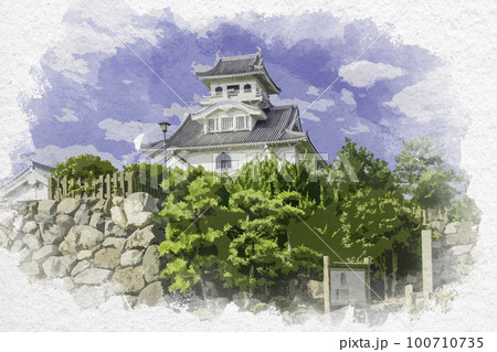 水彩画風 長浜 長浜城歴史博物館 滋賀県長浜市のイラスト素材