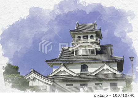 水彩画風 長浜 長浜城歴史博物館 滋賀県長浜市のイラスト素材