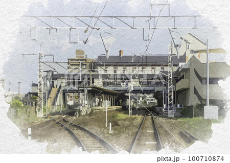 水彩画風　長浜　JR長浜駅　滋賀県長浜市 100710874