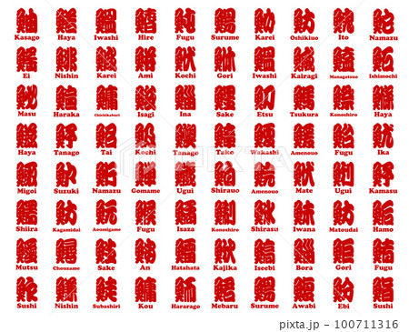 魚辺 漢字 青海波 ローマ字 赤色 100711316