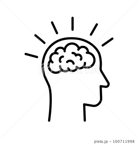 Human brain in head icon. Brain activity concept. 100711998