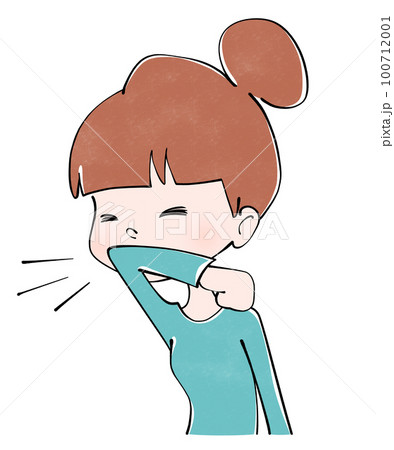 咳エチケット 女性のイラスト 咳エチケット 女性のイラスト 100712001