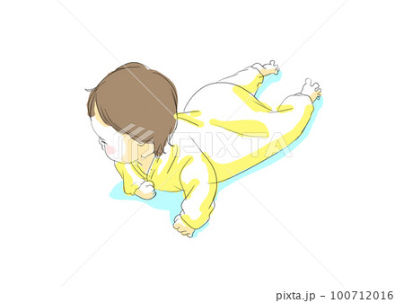 ずりハイをする赤ちゃん、またはうつ伏せの赤ちゃん ずりハイをする赤ちゃん、またはうつ伏せの赤ちゃん 100712016