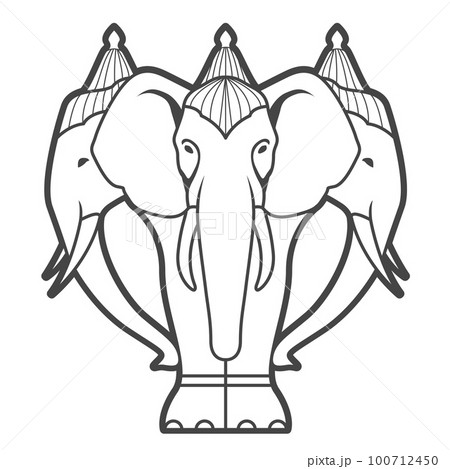 White elephant Airavata with many heads in hindu mythology, abhra-matanga or naga-malla elephant, vector White elephant Airavata with many heads in hindu mythology, abhra-matanga or naga-malla elephant, vector 100712450