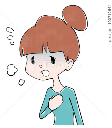 体調不良（呼吸困難）　女性のイラスト 100712644
