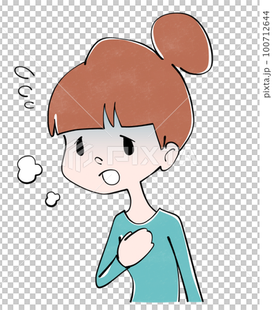 体調不良（呼吸困難）　女性のイラスト 100712644