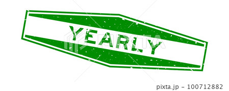Grunge green yearly word hexagon rubber seal stamp on white background Grunge green yearly word hexagon rubber seal stamp on white background 100712882
