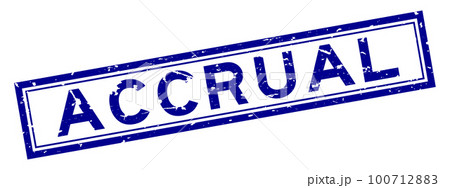 Grunge blue accrual word square rubber seal stamp on white background 100712883