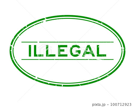 Grunge green illegal word oval rubber seal stamp on white background Grunge green illegal word oval rubber seal stamp on white background 100712923