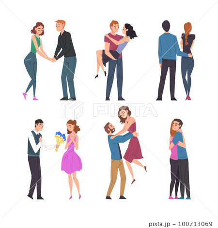 Happy Couples in Love Embrace and Holding Hands Vector Set Happy Couples in Love Embrace and Holding Hands Vector Set 100713069