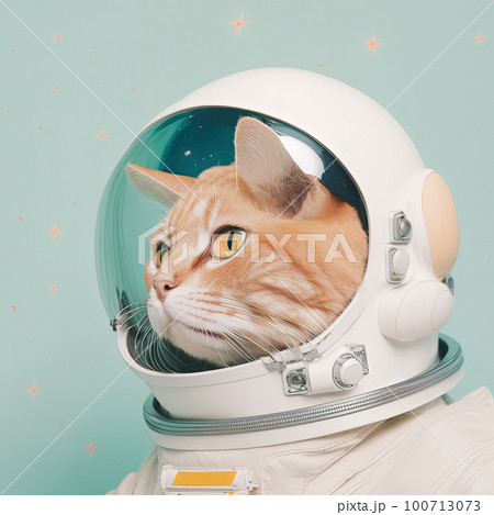 Cat astronaut in space suit. Abstract space cat portrait in pop art style. AI Cat astronaut in space suit. Abstract space cat portrait in pop art style. AI 100713073