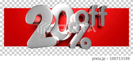 20 percent off 3D illustration. 100713199