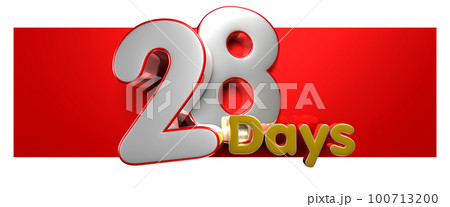 Number 28 Days over a red text box 3D illustration. 100713200