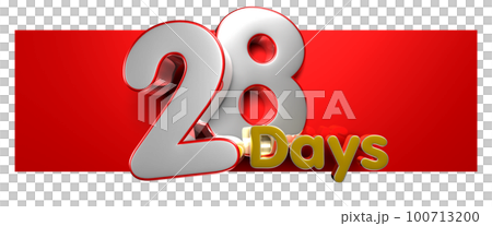 Number 28 Days over a red text box 3D illustration. 100713200