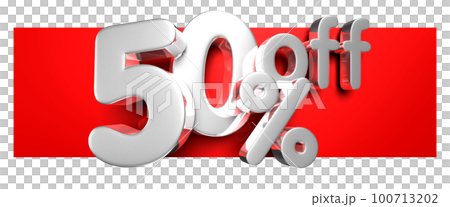 50 percent off 3D illustration. 100713202