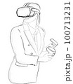 Woman wearing VR Glasses Vector storyboard. Business lady in a VR conference concepts 100713231