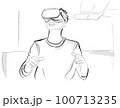 Boy wearing VR Glasses Vector storyboard. Innovation and Communication in Metaverse Digital Virtual Reality concepts 100713235