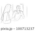 Team work Man working in the office with a woman Vector storyboard. Business conferences 100713237