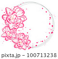Vintage card with pink tulips Vector watercolors 100713238