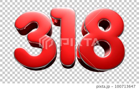 Number 318 red 3D illustration.のイラスト素材 [100713647] - PIXTA