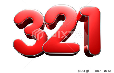Number 321 red 3D illustration.のイラスト素材 [100713648] - PIXTA