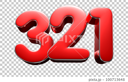 Number 321 red 3D illustration.のイラスト素材 [100713648] - PIXTA