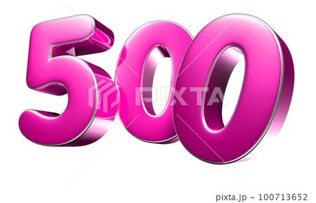 Number 500 pink 3D illustration.のイラスト素材 [100713652] - PIXTA