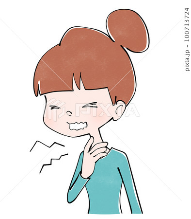 体調不良（喉）　女性のイラスト 100713724