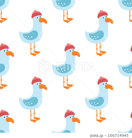 cartoon seamless pattern of seagull, vector illustration cartoon seamless pattern of seagull, vector illustration 100714945