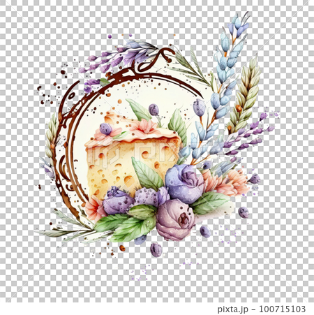 Watercolor Floral Frame Illustration AI Generative 100715103