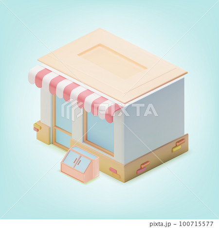 3d Color Minimal Convenience Store Cartoon Style Local Shop Building Grocery Marketing for Web and App Design. Vector illustration 100715577