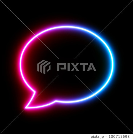 3d rendering UI Chat Bubble icon with neon light isolated in black background 3d rendering UI Chat Bubble icon with neon light isolated in black background 100715698