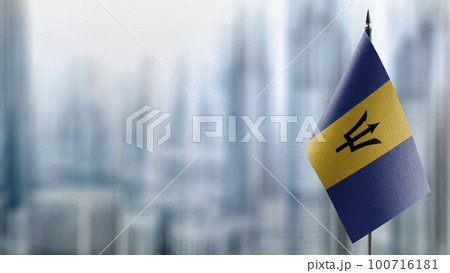 Small flags of the Barbados on an abstract blurry background Small flags of the Barbados on an abstract blurry background 100716181