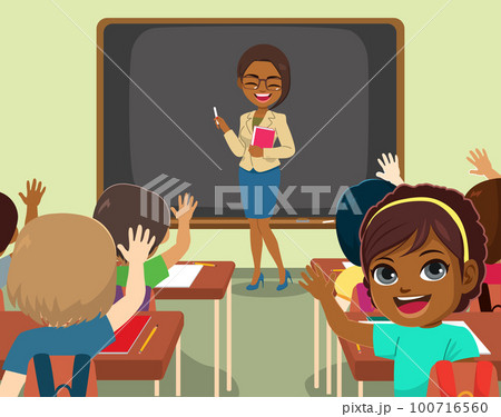 School Children On Classroom With Teacher Teaching Lesson 100716560