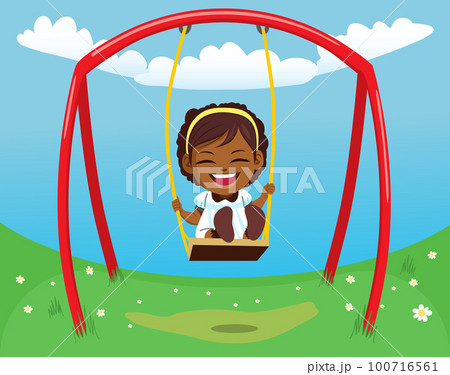 Child On Swing At Spring Outdoors Nature Child On Swing At Spring Outdoors Nature 100716561