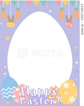 かわいいイースターエッグ&ガーランドのフレーム:紫 見出しあり かわいいイースターエッグ&ガーランドのフレーム:紫 見出しあり 100716625