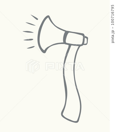 Loudspeaker in the shape of an axe. Concept of hurtful phrases 100716795