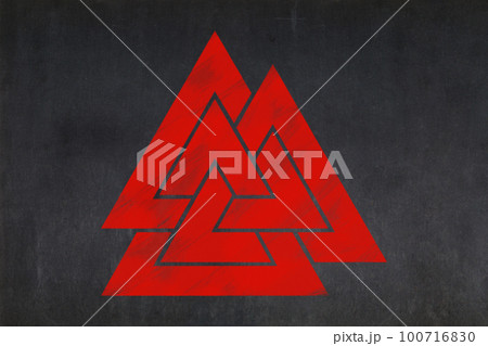 Valknut drawn on a blackboard 100716830