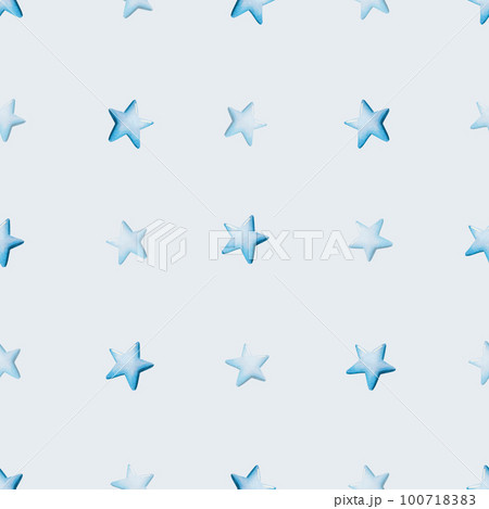 Watercolor seamless pattern with blue stars. Hand painting on an isolated background. For designers, decoration, postcards, wrapping paper, scrapbooking, covers, invitations, posters and textile 100718383