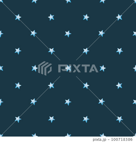 Watercolor seamless pattern with blue stars. Hand painting on an isolated background. For designers, decoration, postcards, wrapping paper, scrapbooking, covers, invitations, posters and textile 100718386