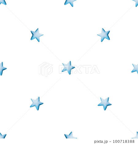 Watercolor seamless pattern with blue stars. Hand painting on an isolated background. For designers, decoration, postcards, wrapping paper, scrapbooking, covers, invitations, posters and textile 100718388
